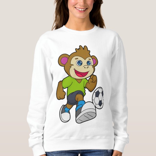 Sweatshirt Singe comme joueur de football avec Soccer (Devant)