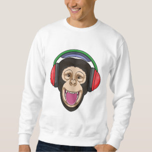 Sweatshirt Singe dans la musique avec casque