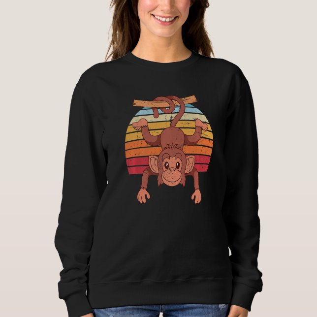 Sweatshirt Singe de singe animal de zoo de chimpanzé rétro Mi (Devant)