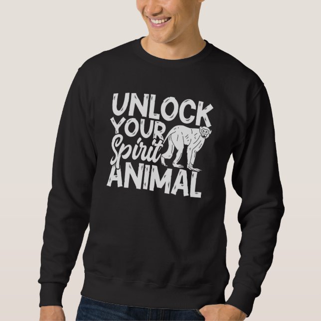 Sweatshirt Singe Déverrouiller Votre Esprit Animal Sauvage An (Devant)