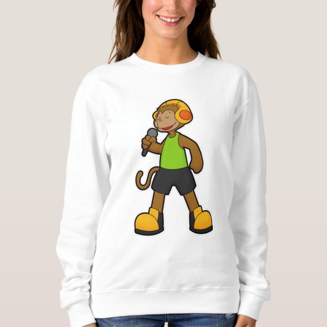 Sweatshirt Singe en chanteur avec microphone et casque (Devant)