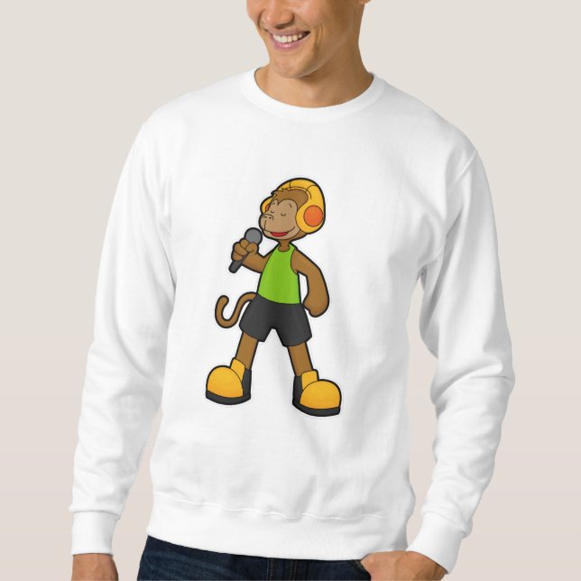 Sweatshirt Singe en chanteur avec microphone et casque (Devant)