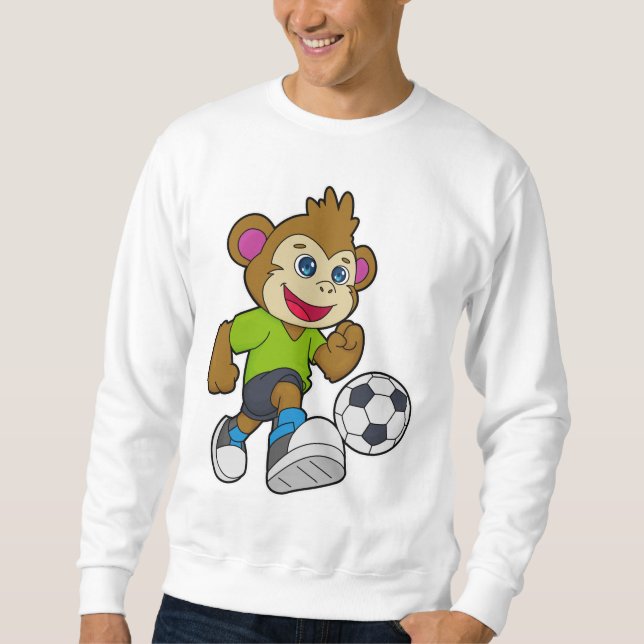 Sweatshirt Singe en joueur de football avec ballon (Devant)