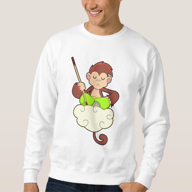Sweatshirt Singe en pattes croisées sur nuages (Devant)