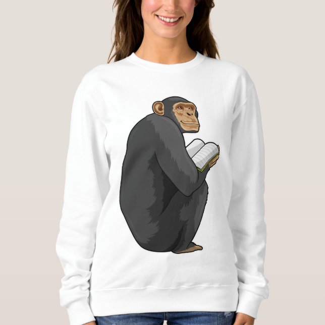 Sweatshirt Singe Nerd avec livre (Devant)