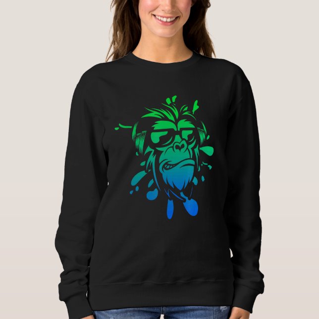Sweatshirt Singe Singe Avec Casque Dj Et Lunettes De Soleil I (Devant)