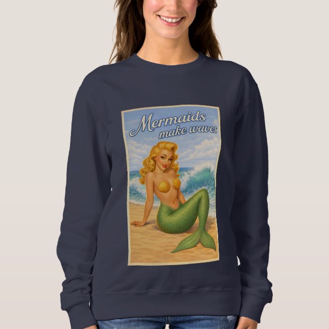 Sweatshirt Sirènes Rétro Épingle à Nourrice | Plage Côtière (Devant)