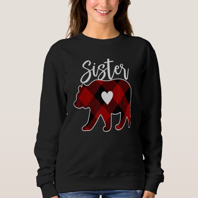 Sweatshirt Sister Bear Christmas Buffalo Plaid Red White & Bl (Devant)
