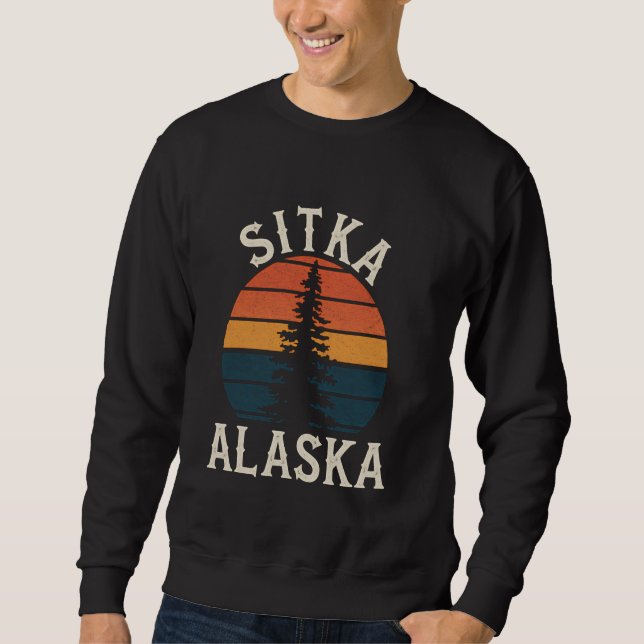 Sweatshirt Sitka Alaska AK Retro Sunset Hiking Camping Outdoo (Devant)