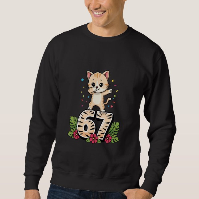 Sweatshirt Six Seven Mème Bébé Chat Dabbing 67 Drôle Gen Z Ap (Devant)