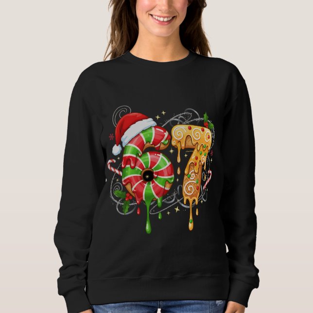 Sweatshirt Six Seven Noël Drôle de Noël Memes 6 7 Citation (Devant)