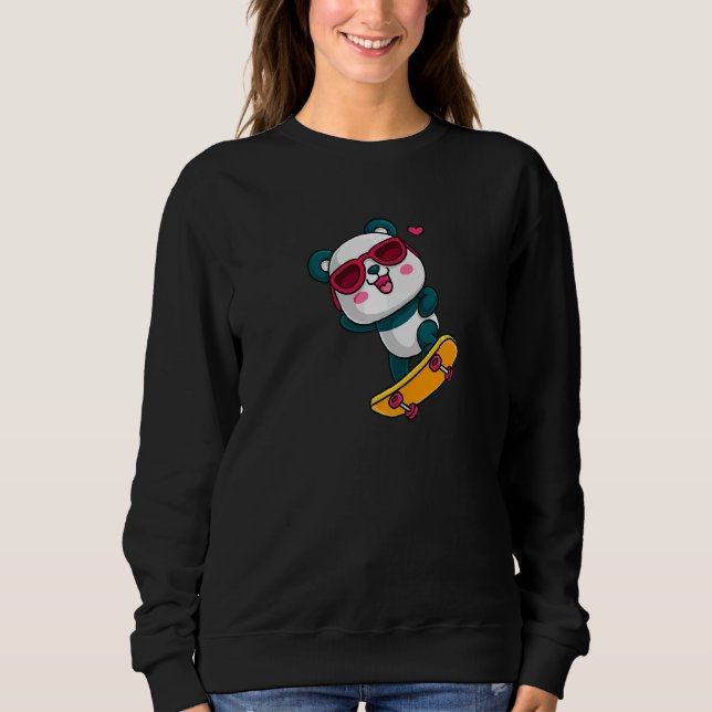 Sweatshirt Skateboard Panda Bear Cool Panda Skateboard Ska (Devant)