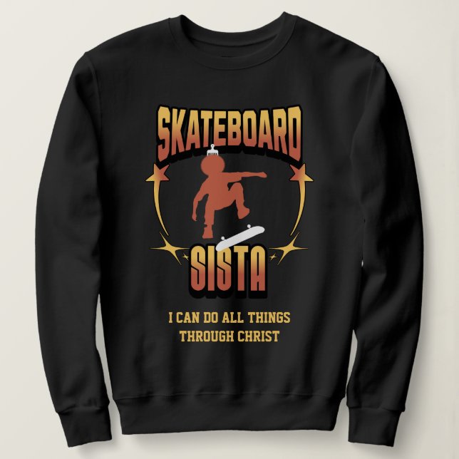 Sweatshirt SKATEBOARD SISTA Afro Skateboard Christian (Design devant)