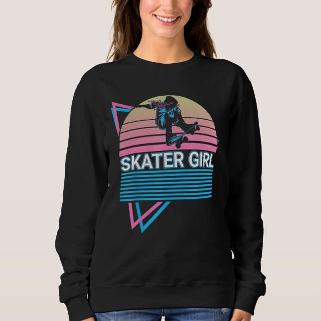 Sweatshirt Skateboarding Skating Skater Retro Skater Girl (Devant)