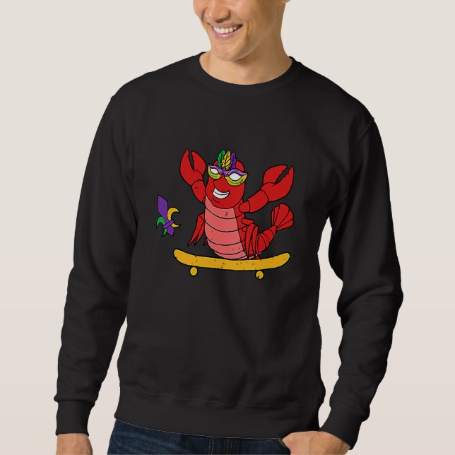 Sweatshirt Skater Crawfish Pocket Mardi Gras Mask Carnival Sk (Devant)