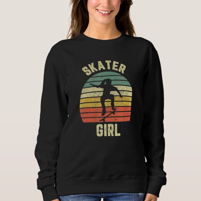 Sweatshirt Skater Girl Skateboarder Girl Retro Skateboard (Devant)