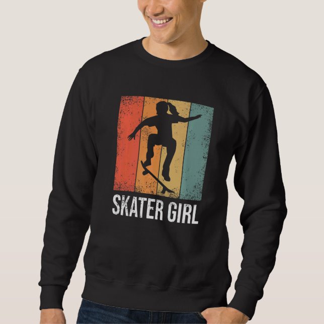 Sweatshirt Skater Girl  Vintage Skate Skateboard Women Girls (Devant)