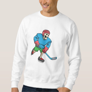 Sweatshirt Skeleton au hockey sur glace avec bâton de hockey 