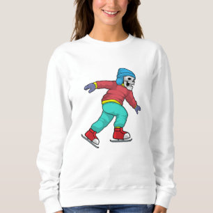 Sweatshirt Skeleton au patinage sur glace avec patins sur gla