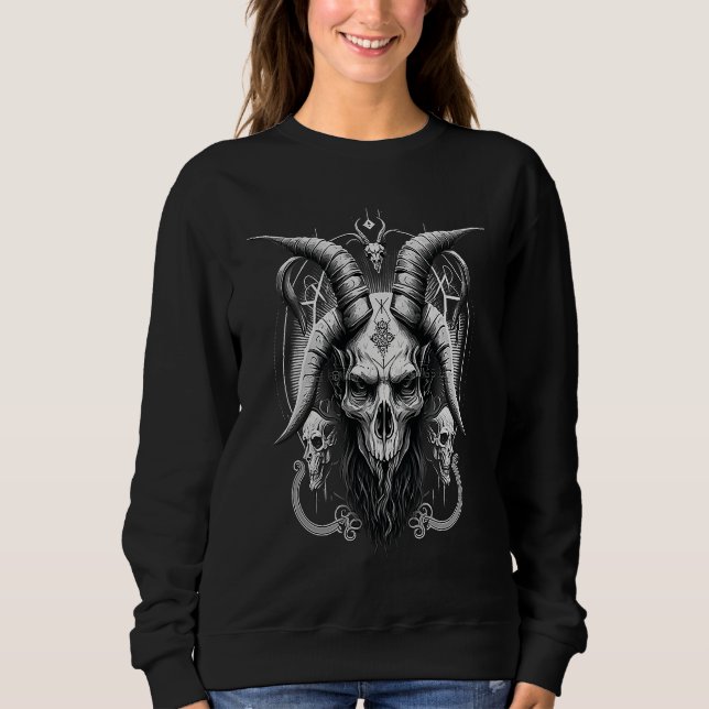 Sweatshirt Skeleton Baphomet  Occult Gothic Demon (Devant)