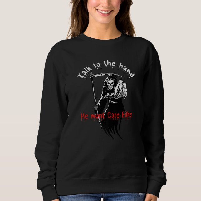 Sweatshirt Skeleton Death Talking Main Gothic Halloween Desig (Devant)