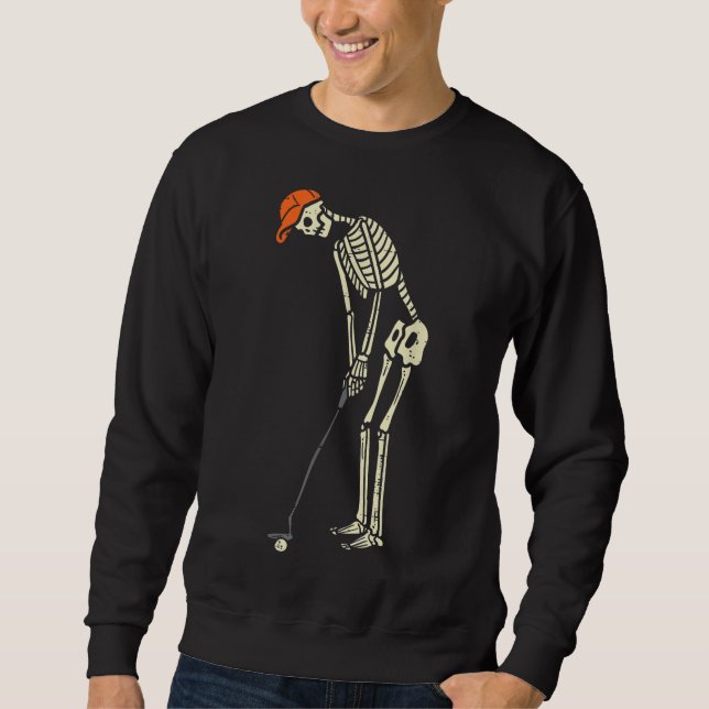 Sweatshirt Skeleton Golf Funny Halloween Golf Sport Golfe (Devant)