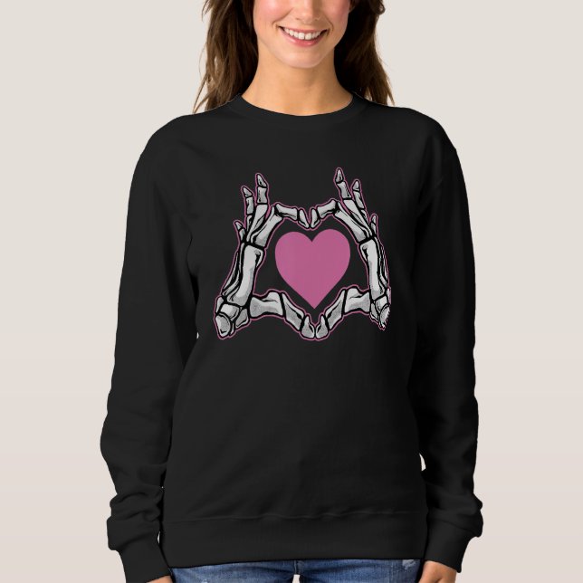 Sweatshirt Skeleton Hand Heart Love Sign Bones   Halloween Co (Devant)