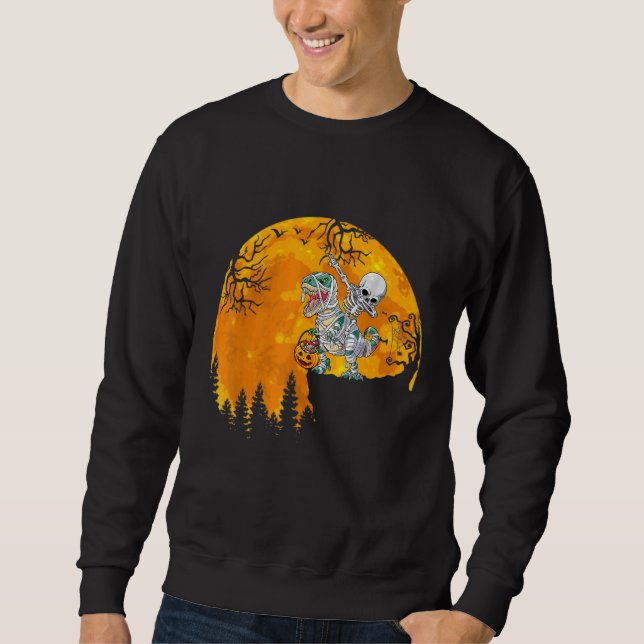 Sweatshirt Skeleton Riding Mummy Dinosaur Rex Halloween  Pump (Devant)