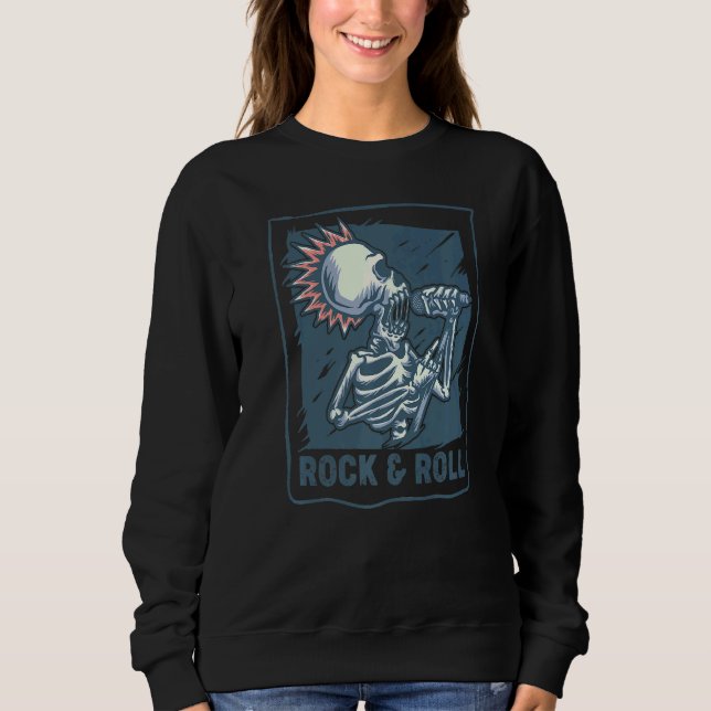 Sweatshirt Skeleton Rocker Avec Microphone Rock Music Rock (Devant)
