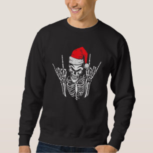Sweatshirt Skeleton Santa Hat Rock Et Cool À Main Roulette Ch