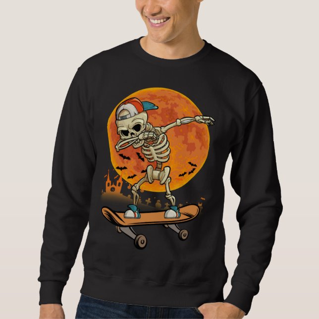Sweatshirt Skeleton Skateboard Dabbing  Halloween Costume Gif (Devant)