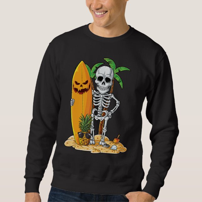 Sweatshirt Skeleton Surf Halloween Hawaii Hawaii Hommes Hawai (Devant)