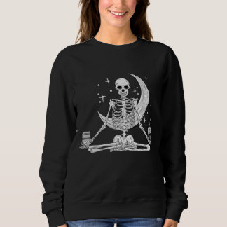 Sweatshirt Skeleton Yoga Méditer et boire du café Drôle