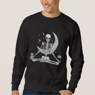 Sweatshirt Skeleton Yoga Méditer et boire du café Drôle