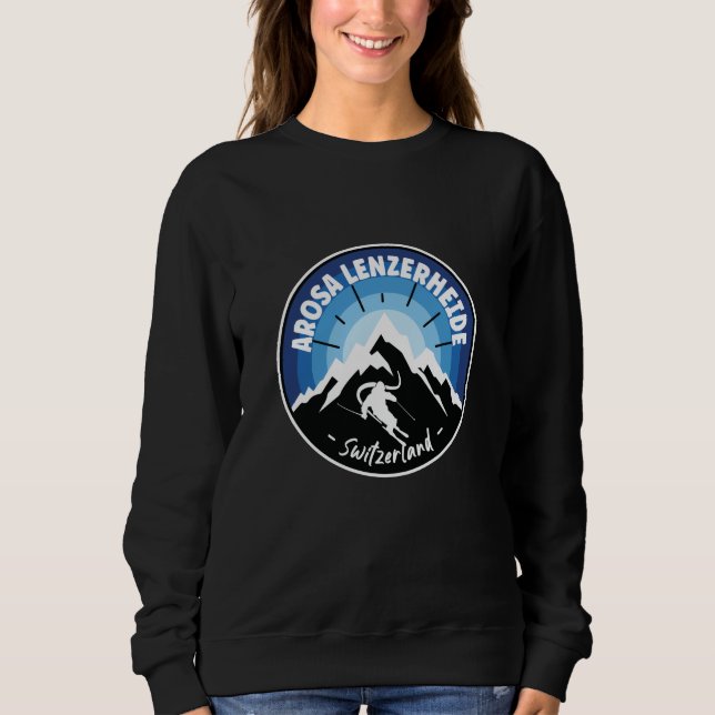 Sweatshirt Ski Arosa Lenzerheide Suisse bleu (Devant)