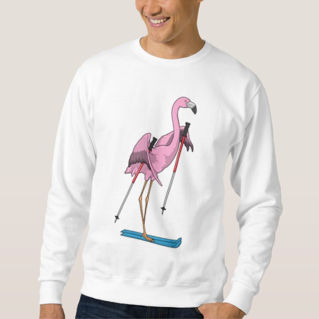 Sweatshirt Ski de Flamant rose (Devant)