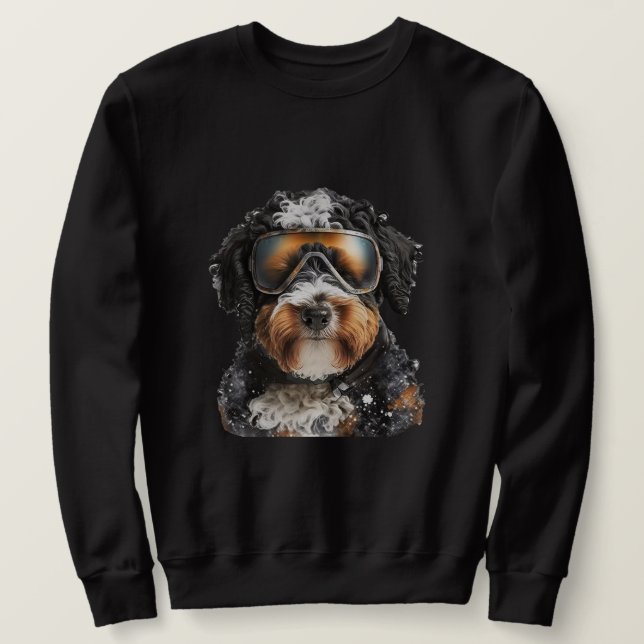 Sweatshirt Ski de snowboard Bernedoodle Bernese Chien Papa Ma (Design devant)