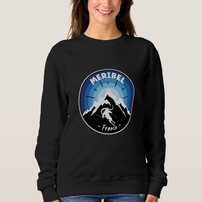 Sweatshirt Ski En Meribel France Bleu (Devant)