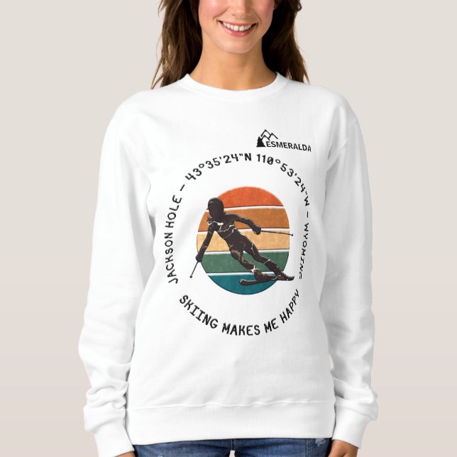Sweatshirt Ski Jackson Hole, Wyoming - Femme Skier Silhouette (Devant)