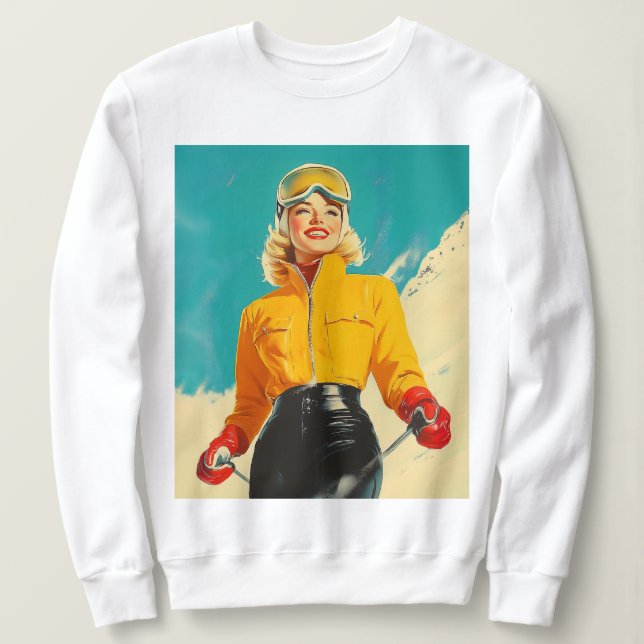 Sweatshirt Ski rétros Glamour Vintage hiver Aventure (Design devant)