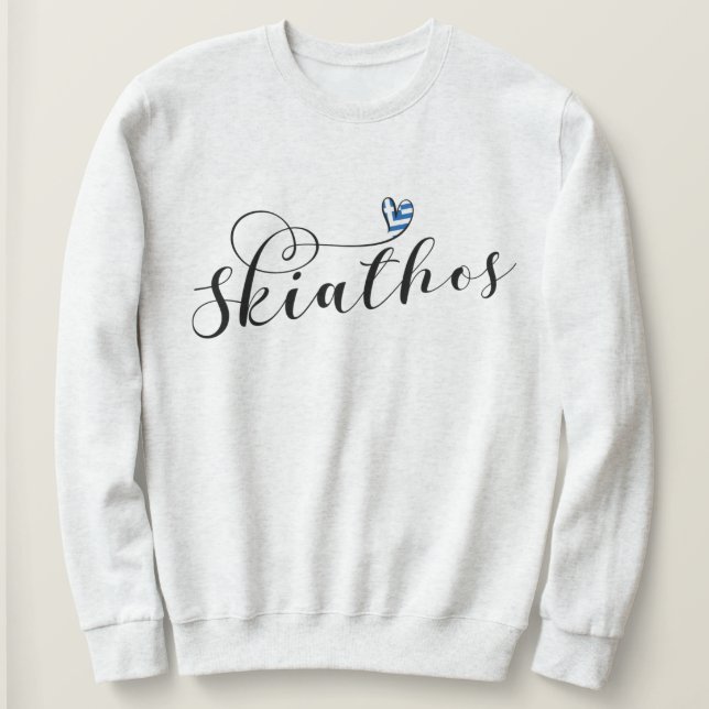 Sweatshirt Skiathos Coeur Design avec drapeau grec (Design devant)