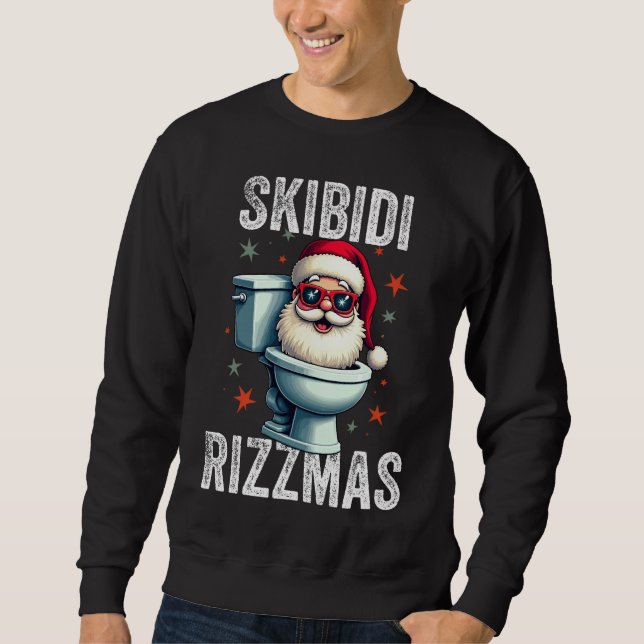 Sweatshirt Skibidi Rizzmas Funny Père Noël Noël blanc (Devant)