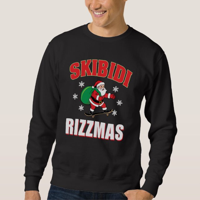 Sweatshirt Skibidi Rizzmas Skater Santa Claus Meme (Devant)
