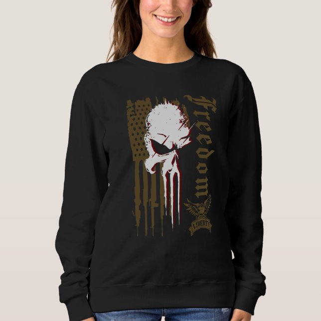 Sweatshirt Skull Freedom Liberty In The USA Patriot Flag Hono (Devant)