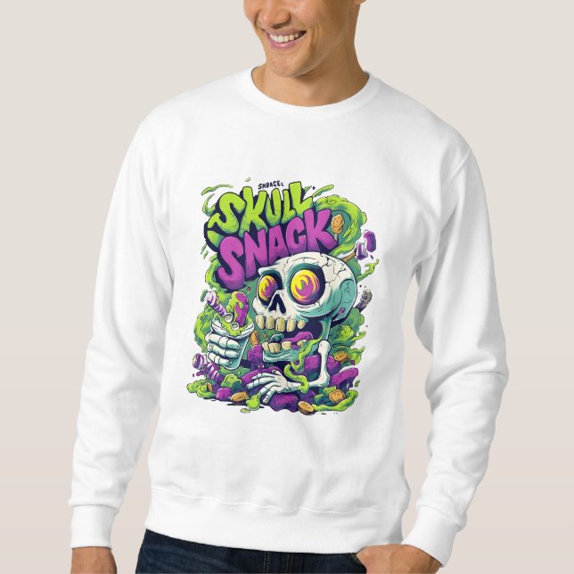 Sweatshirt Skull Snack Neon Skeleton Art | Funny Horror Comic (Devant)