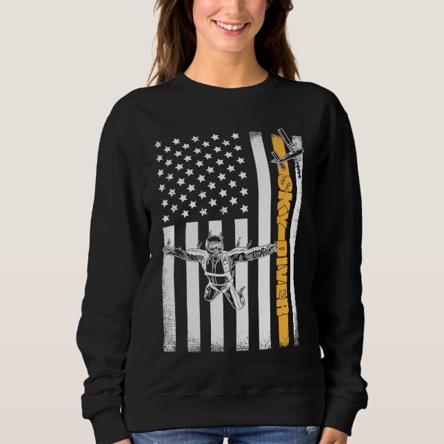 Sweatshirt Skydiving  Parachuting American Skydiver USA Flag (Devant)