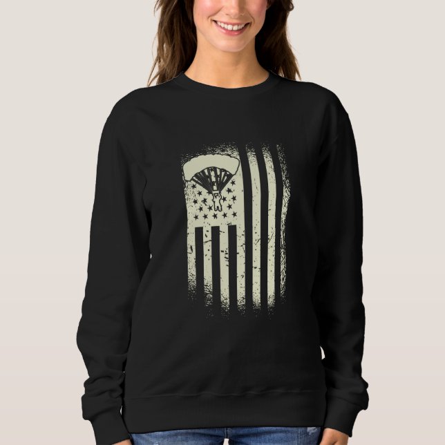 Sweatshirt Skydiving USA Flag Parachute American Skydiver (Devant)