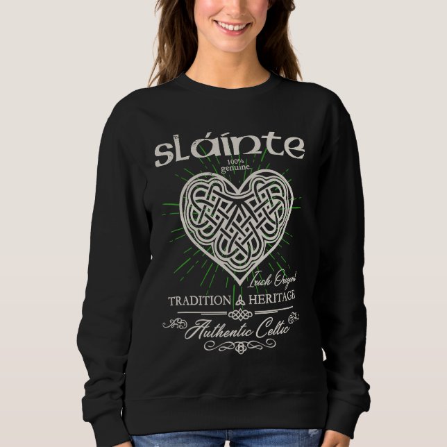 Sweatshirt Sláinte Celtic Knot Heart St Patrick's Day (Devant)
