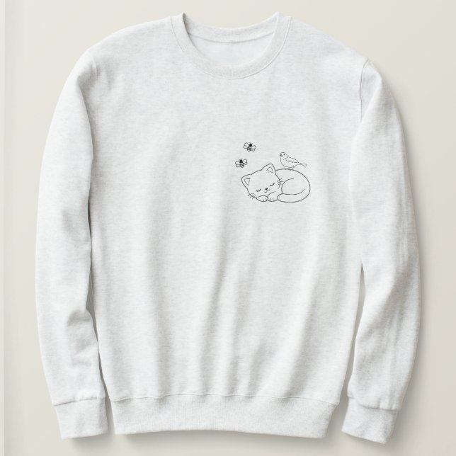 Sweatshirt Sleeping Cat Line Art (Design devant)