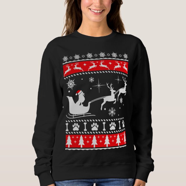Sweatshirt Sleigh caniche de Noël (Devant)